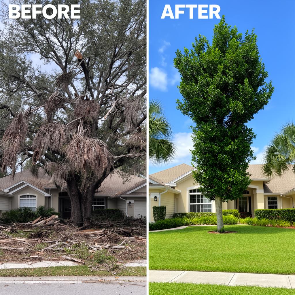 Before and after landscaping transformation in Valrico, FL